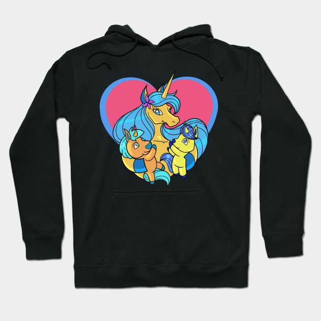 Unicorn mom with unicorn daughters Hoodie by Modern Medieval Design